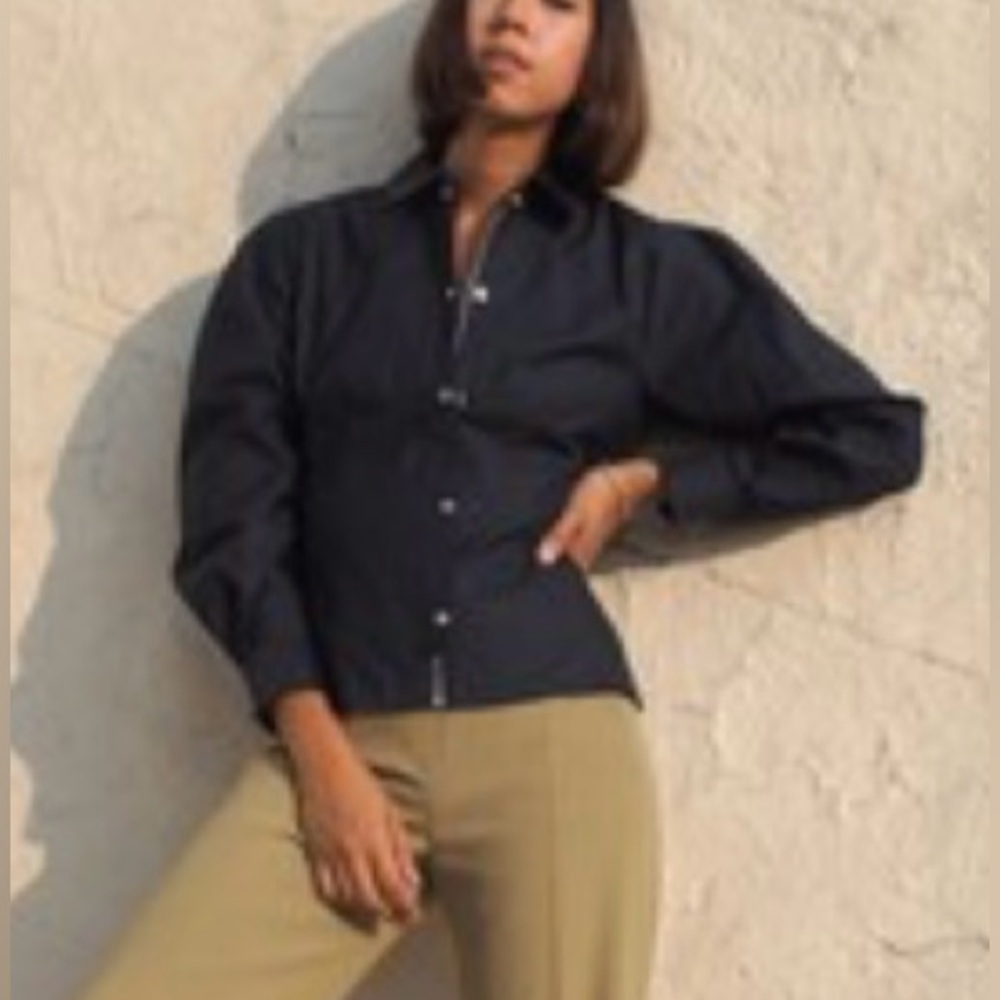 NWT THAKOON NAVY FITTED PUFF SLEEVE SHIRT JACKET SIZE 2